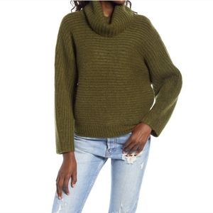 Leith Olive Alpaca Blend Dolman Cozy Turtleneck Sweater